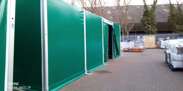 TS5-120 Temporary Warehouse: 5m Wide 3m Side Height Clear Span Warehouse Marquee - Image 2