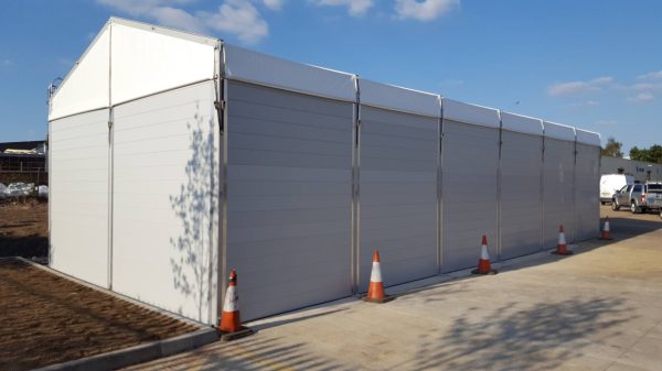 TS5-120 Temporary Warehouse: 5m Wide 3m Side Height Clear Span Warehouse Marquee