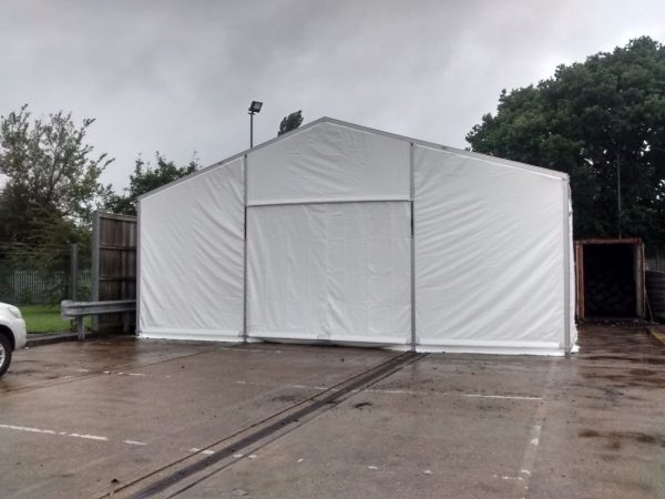 TS9-120 Temporary Warehouse: 9m Wide 3.5m Side Height Clear Span Warehouse Marquee - Image 2