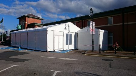 TS9-120 Temporary Warehouse: 9m Wide 3m Side Height Clear Span Warehouse Marquee