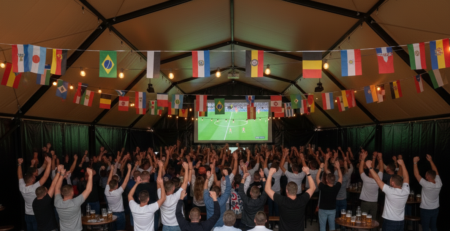9m Hoecker polygon used as a community centre sport viewing space