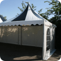 Pavilion marquee with black and white roof